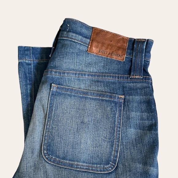 Rivet & Thread Madewell Wide Leg Crop Jeans Size 27 Blue High Rise Patch Pocket - Picture 4 of 11